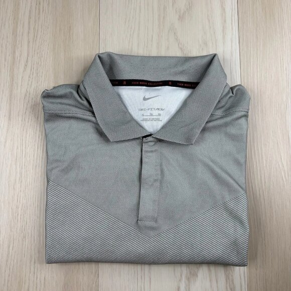 Nike Tiger Woods Dri-FIT ADV DA2995-100 Mens Gray Black Golf Polo Shirt Size XL - Picture 14 of 14
